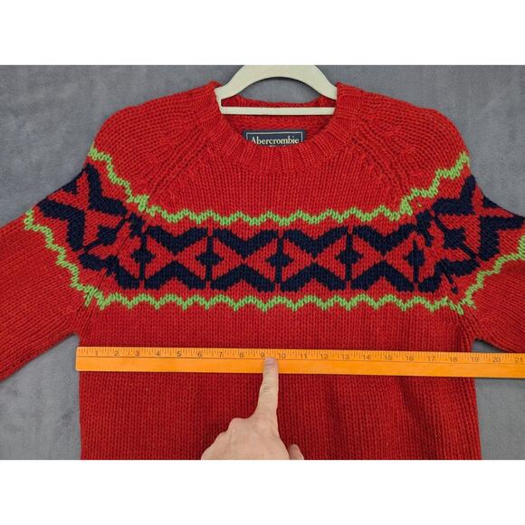 Abercrombie & Fitch Womens Red Long Sleeve Pullover Sweater S Wool Blend - Picture 7 of 8